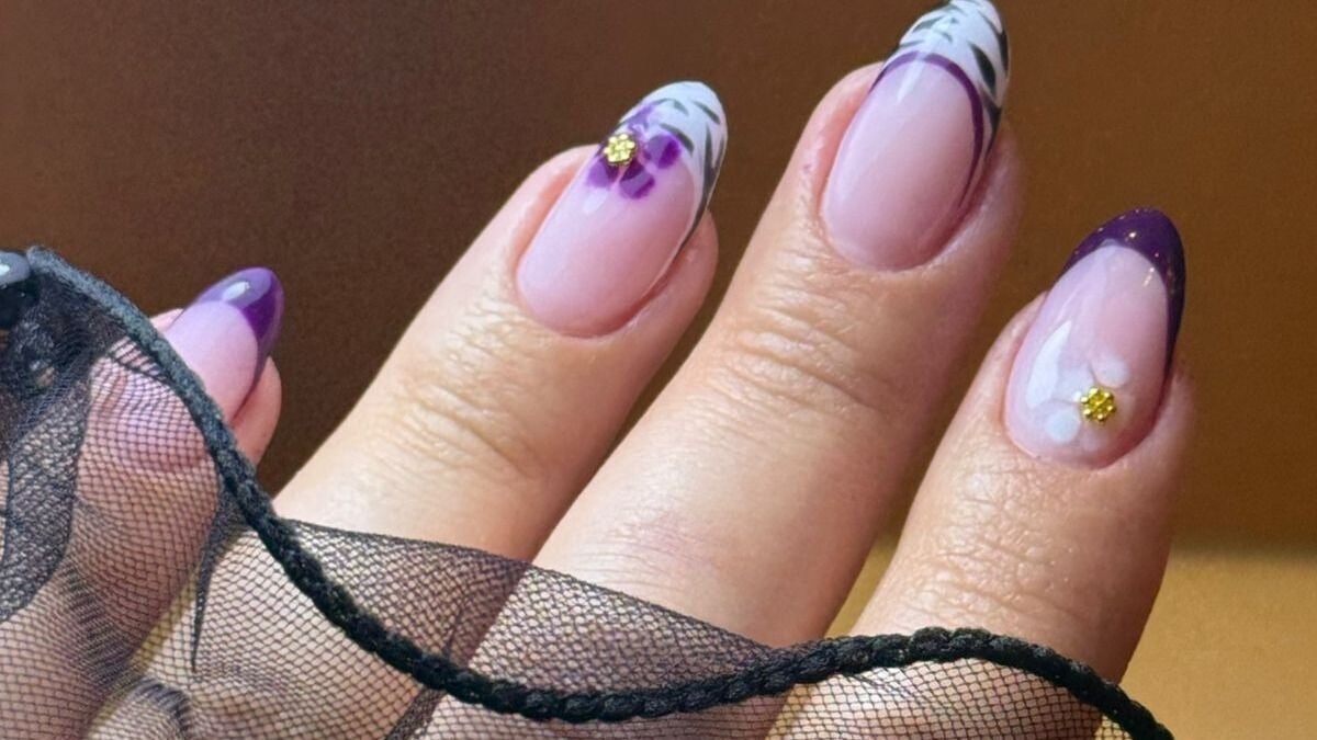 Nail art detail, manicured hand